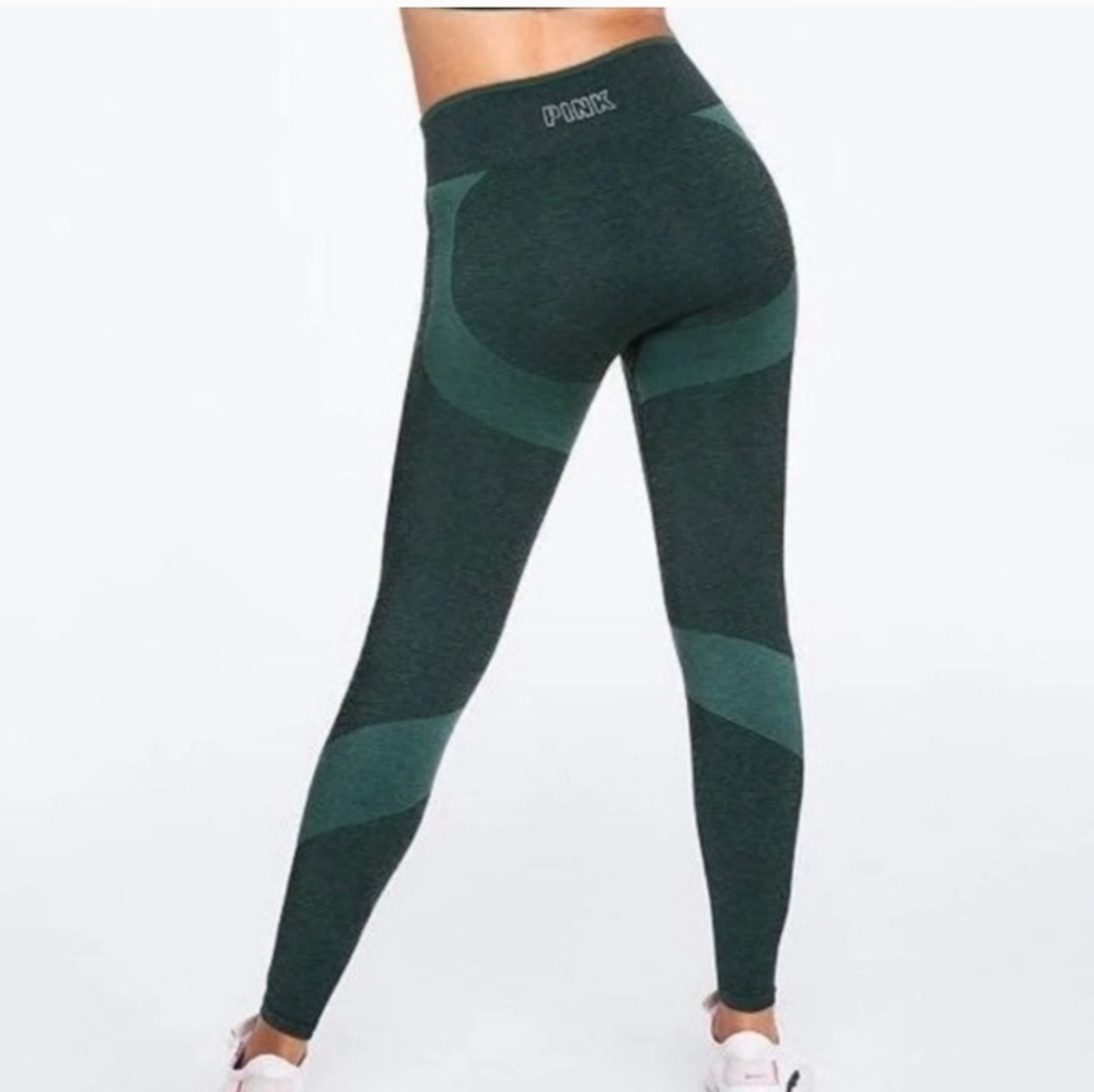 PINK Victoria's Secret Active Seamless Leggings Green Small Athletic Athleisure